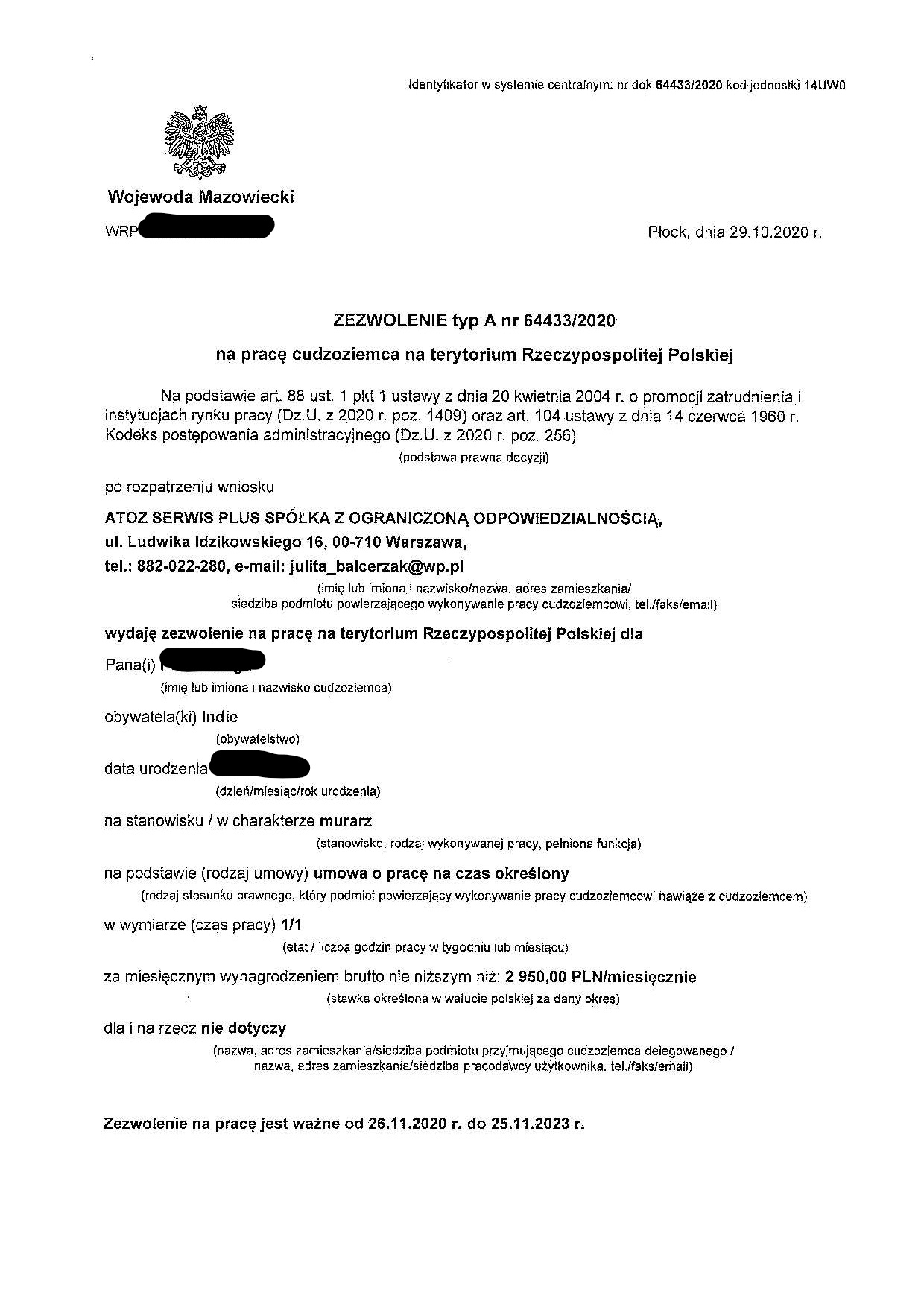 poland employment visa cover letter