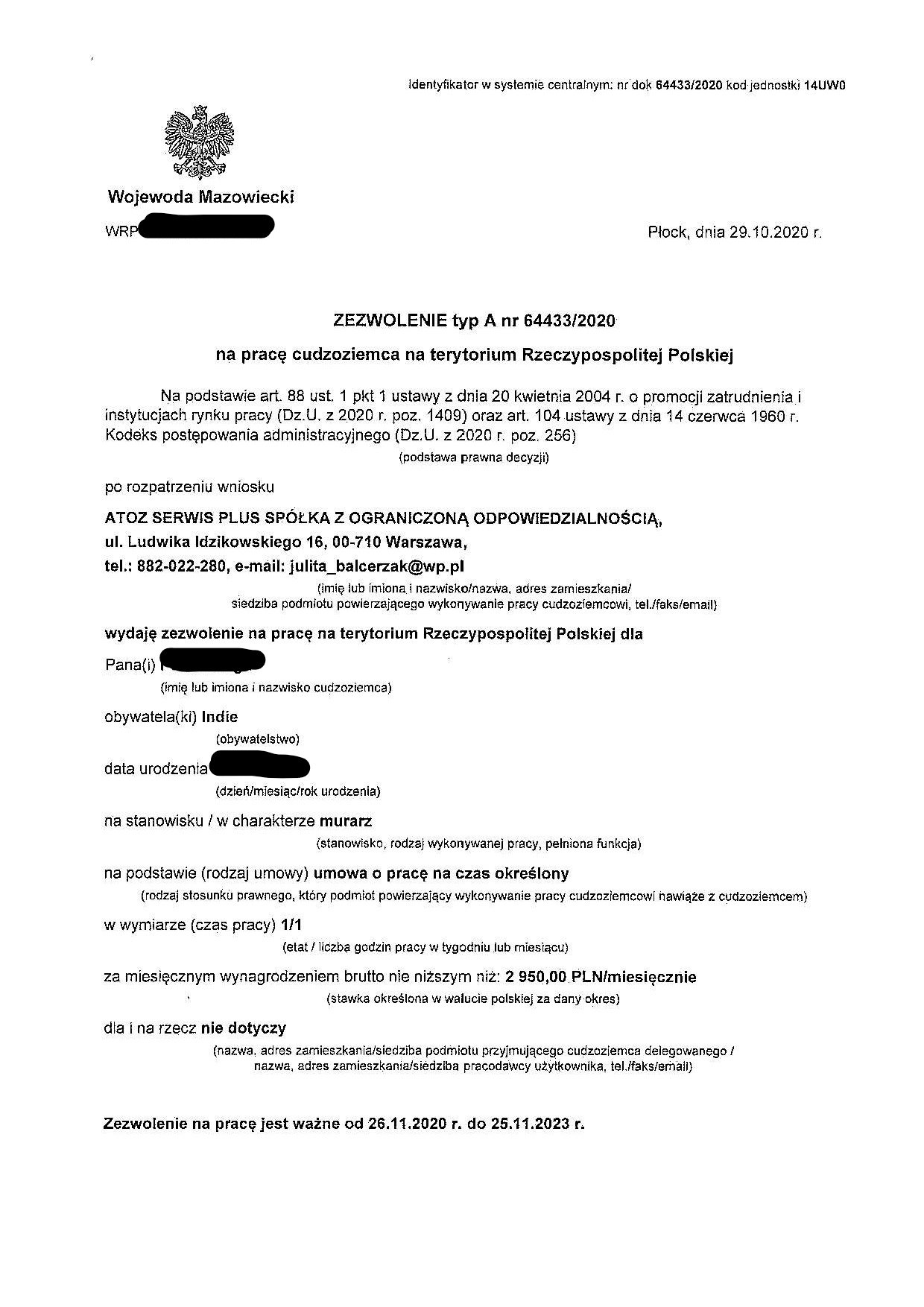 poland employment visa cover letter