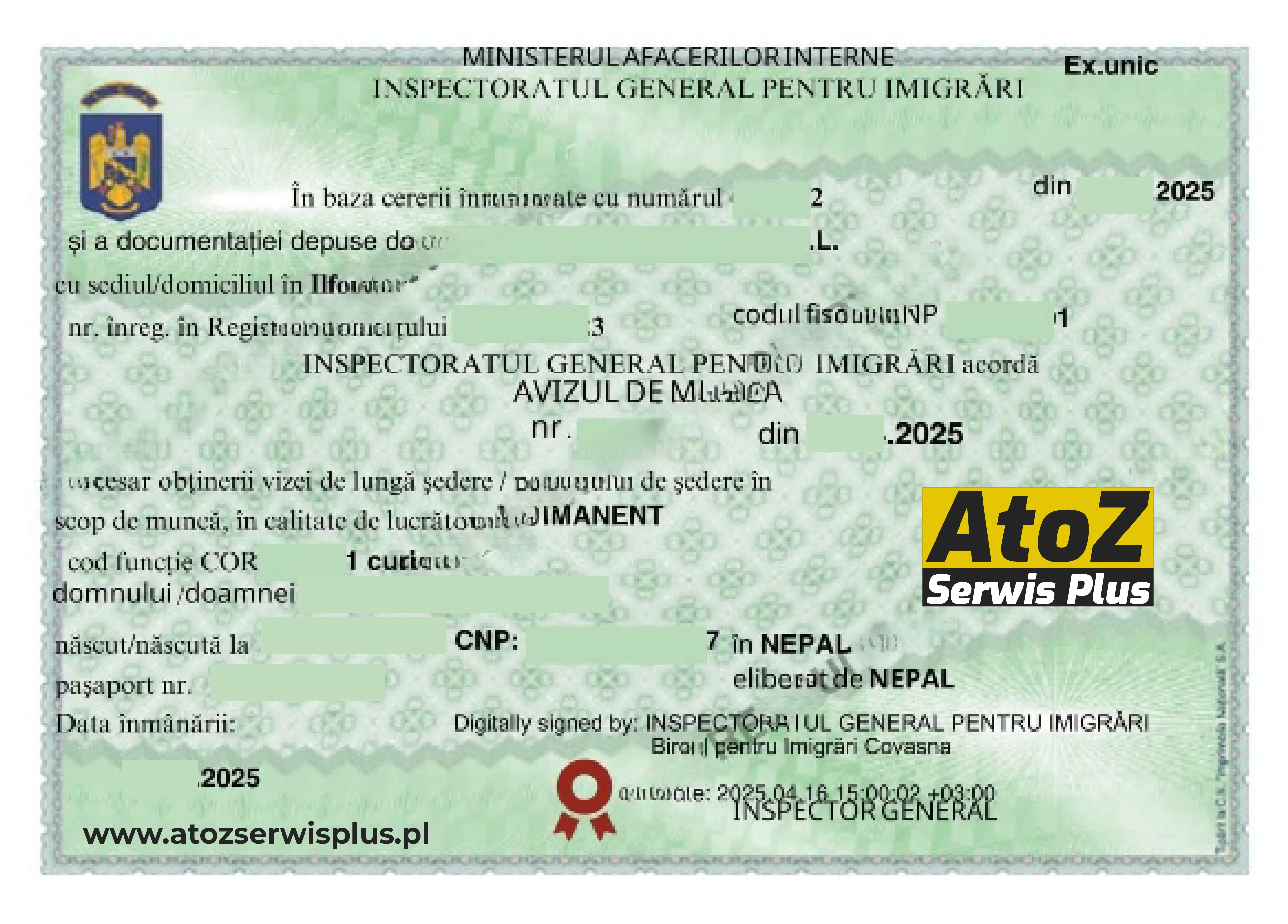 Romania work permit visa success