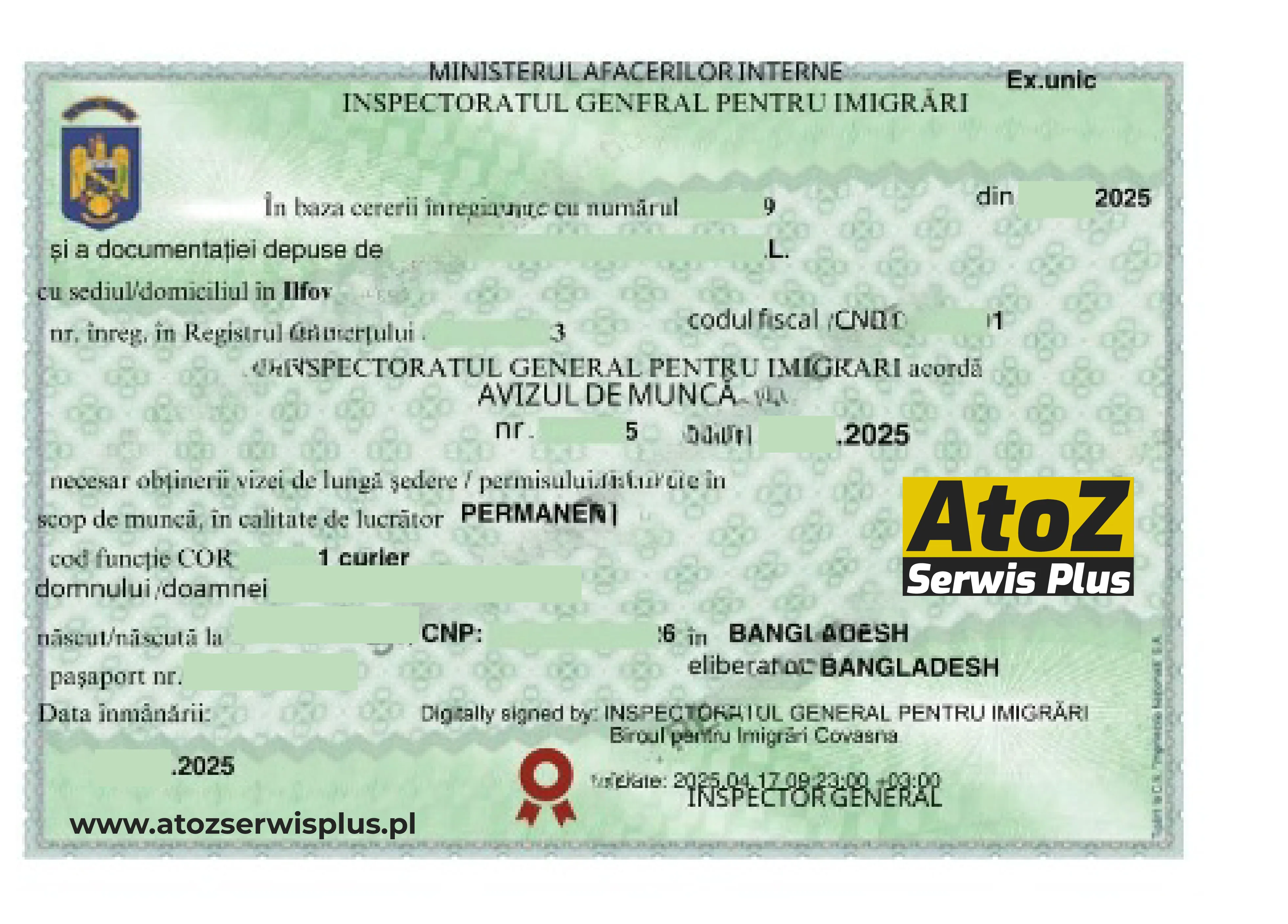 Romania work permit visa success
