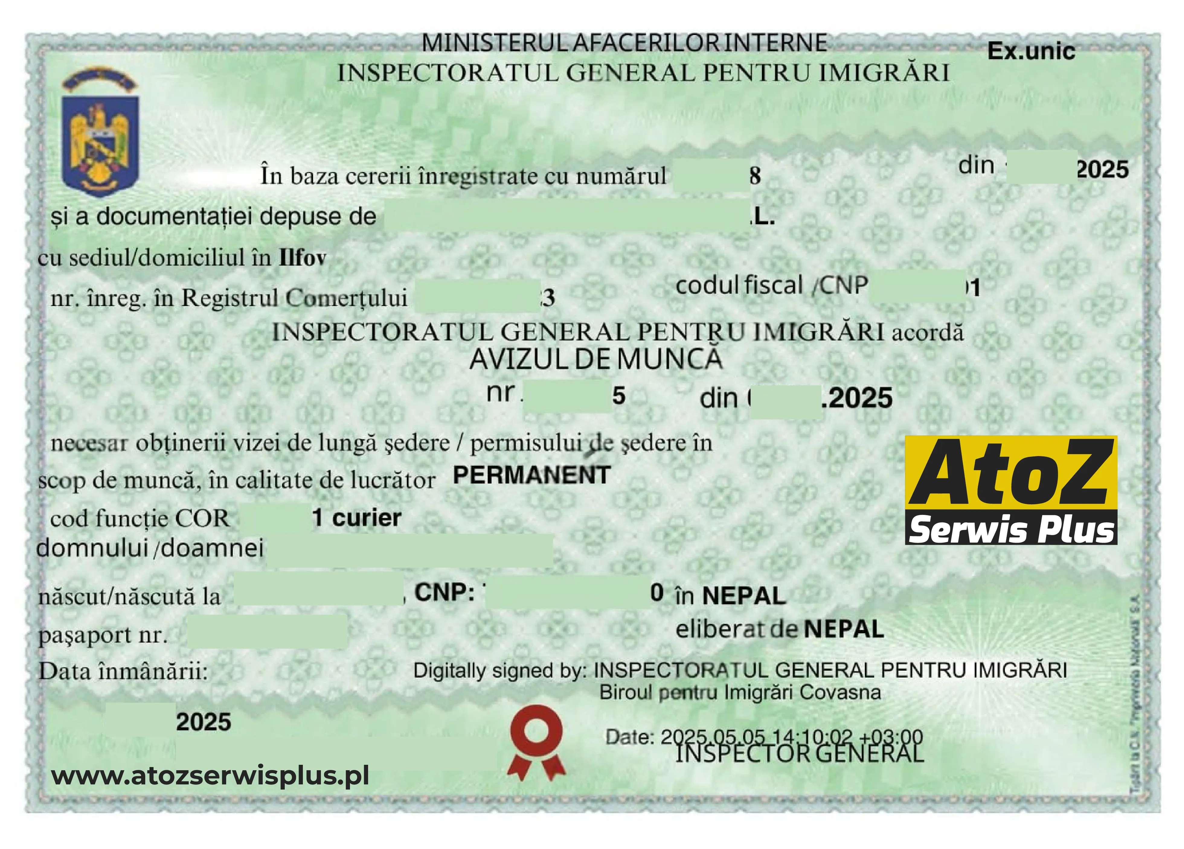 Romania work permit visa success