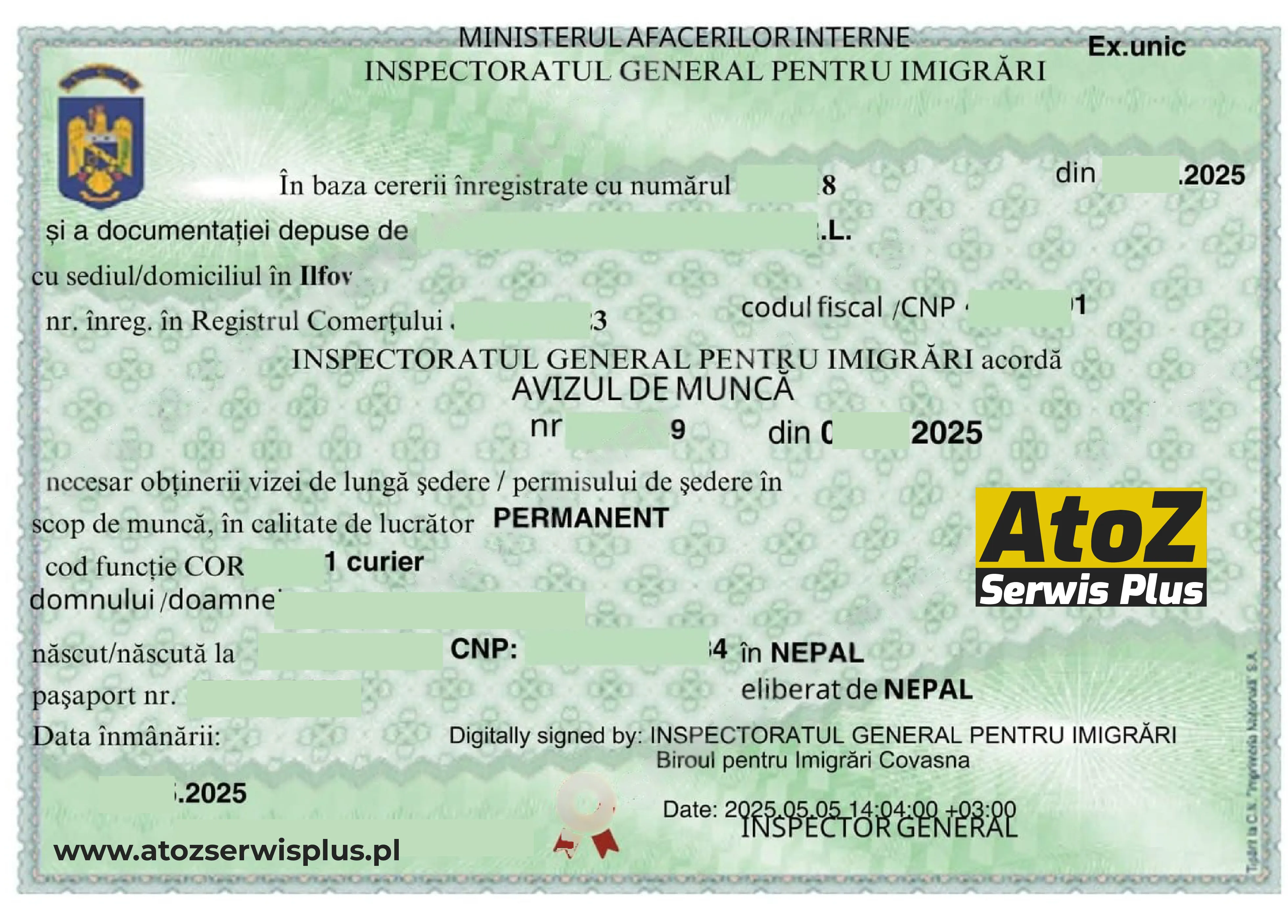 Romania work permit visa success