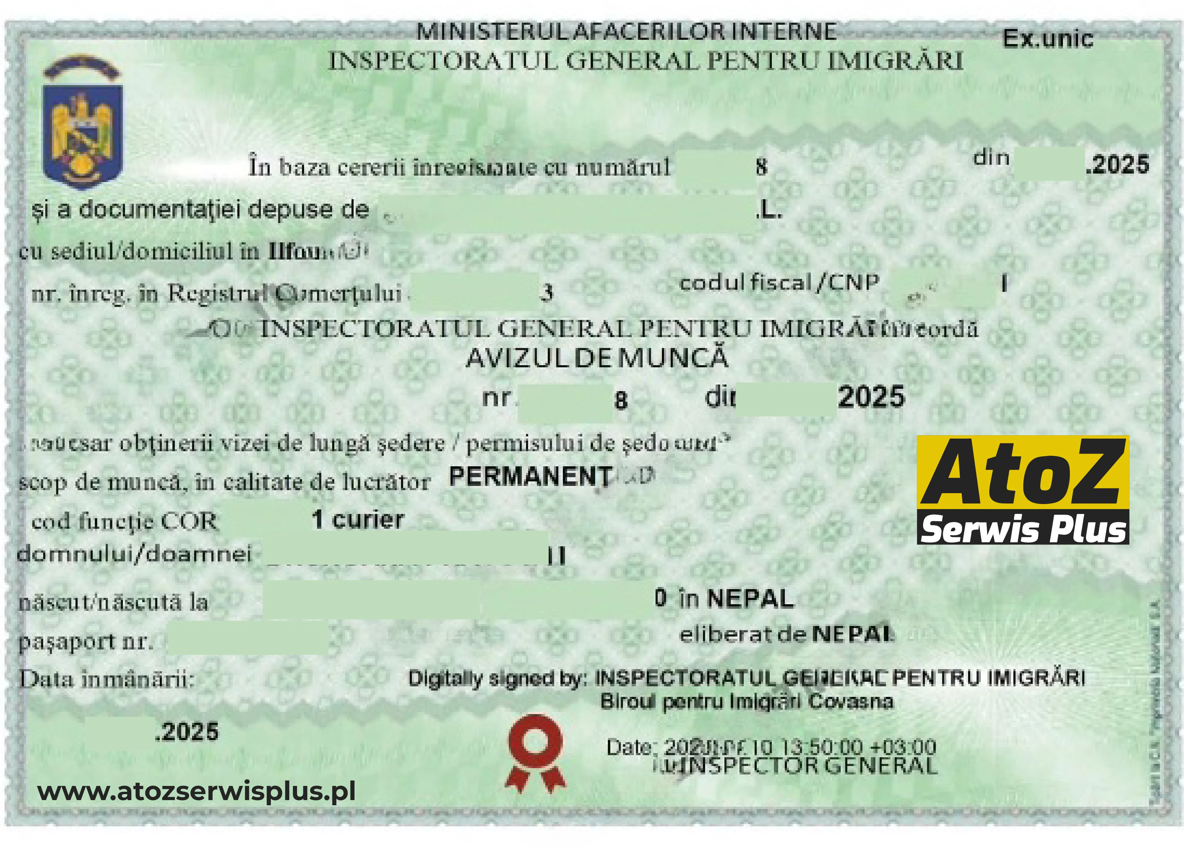 Romania work permit visa success