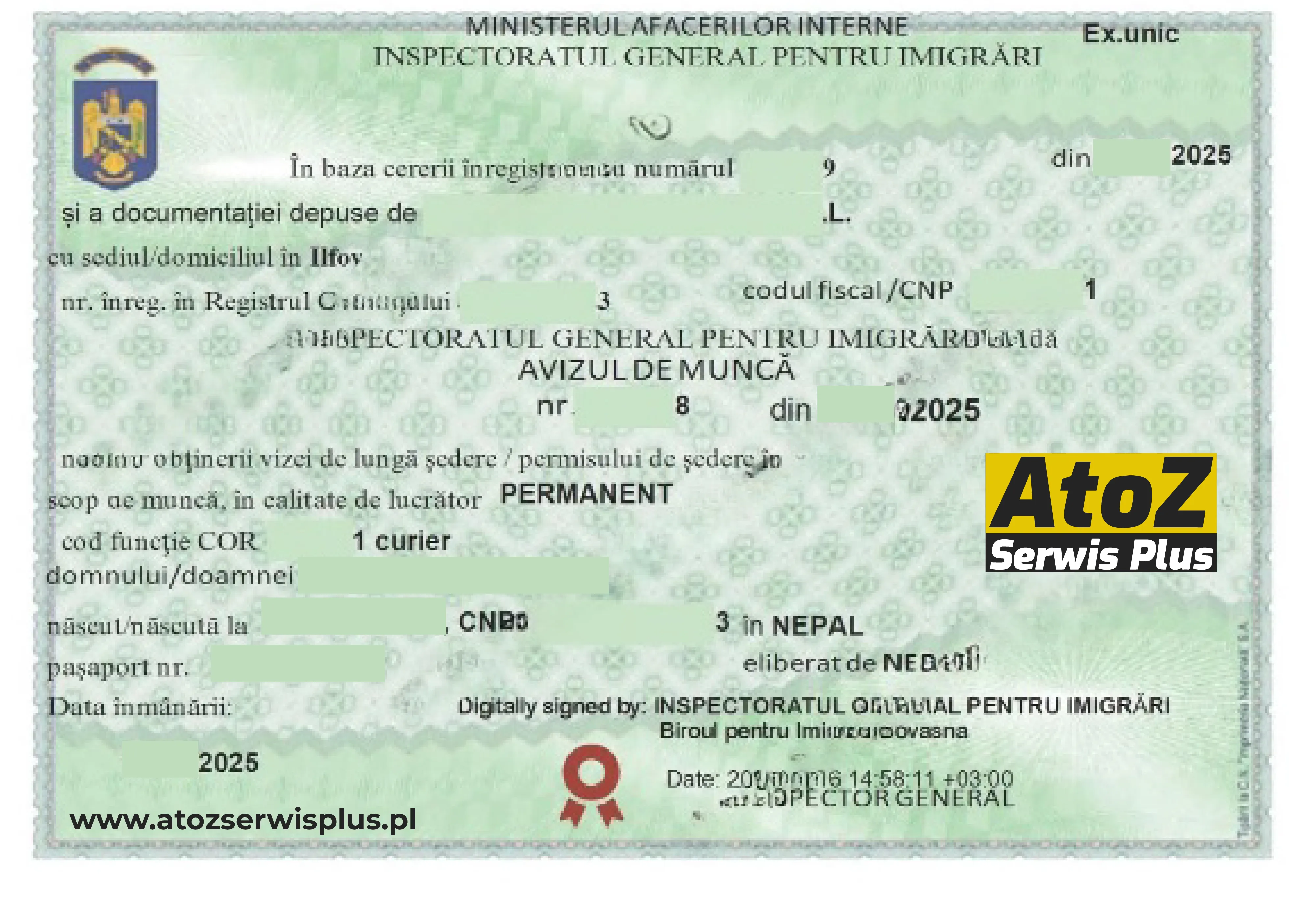 Romania work permit visa success