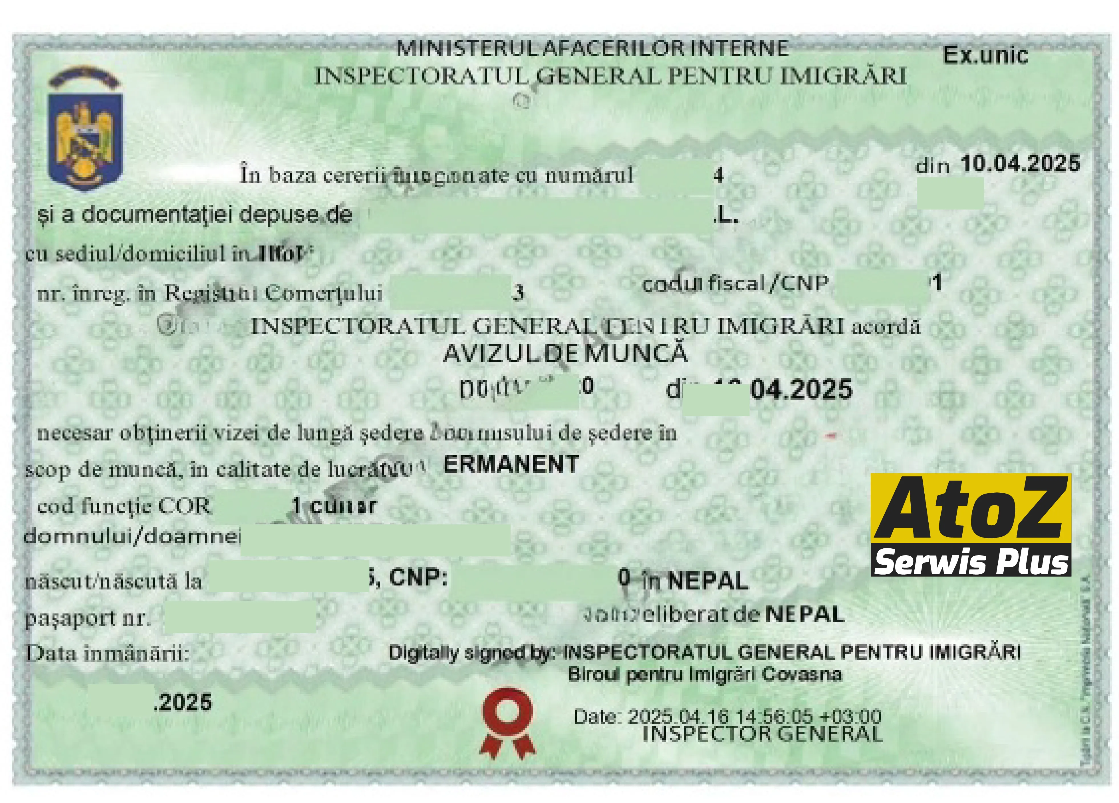 Romania work permit visa success