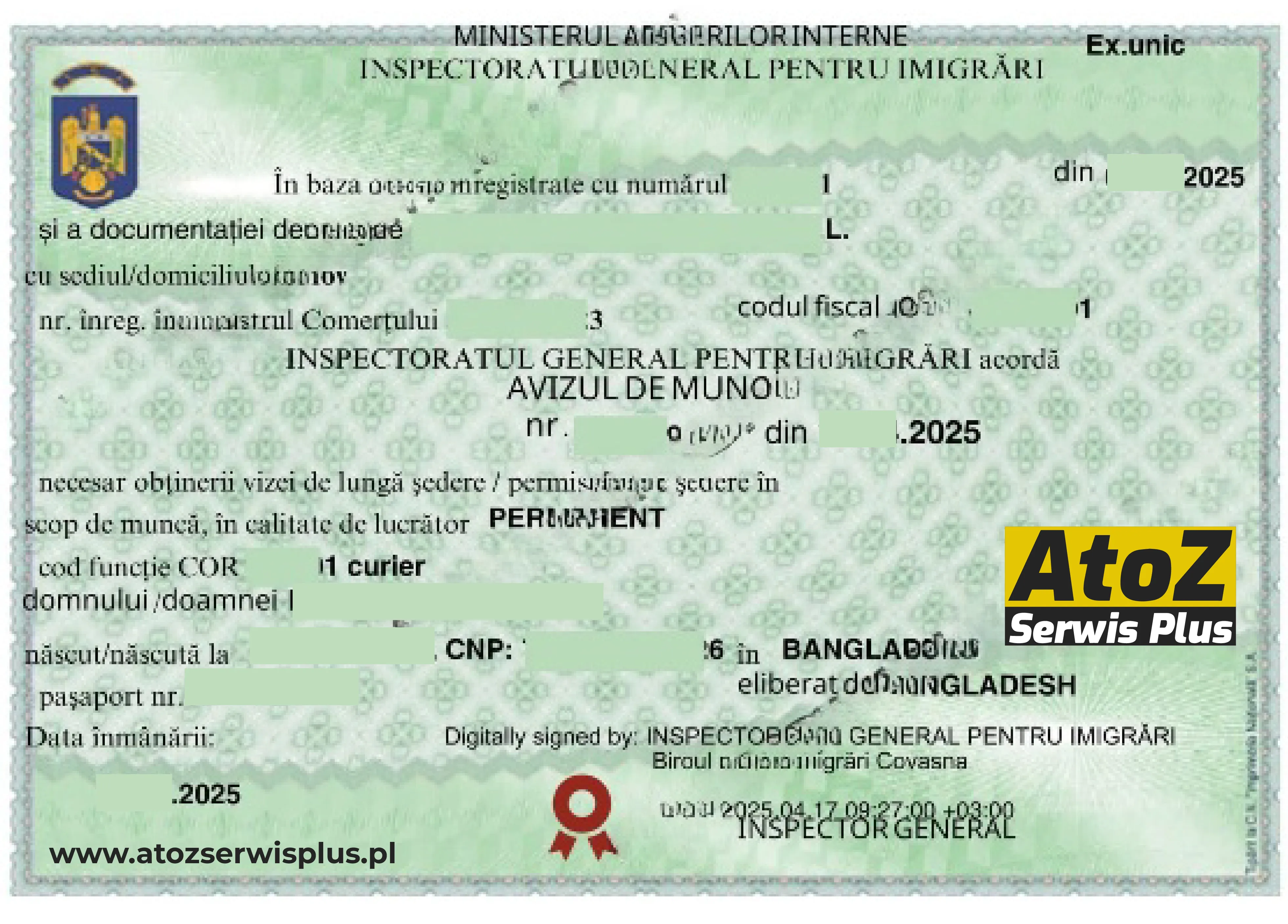 Romania work permit visa success