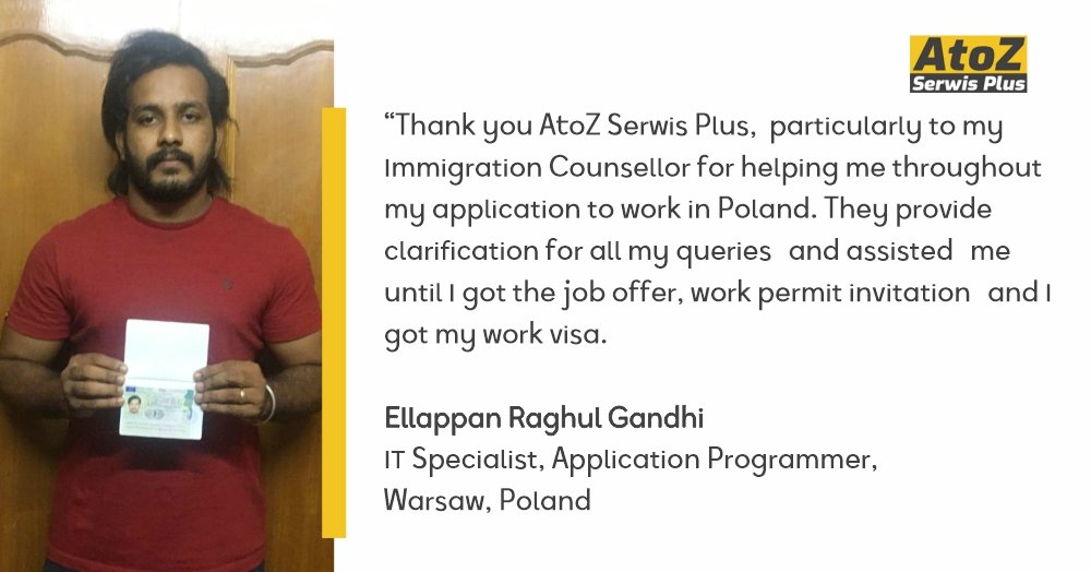 Raghul Gandhi Ellappan Reviews AtoZ Serwis Plus for Poland Immigration Services Raghul Gandhi Ellappan Reviews AtoZ Serwis Plus for Poland Immigration Services